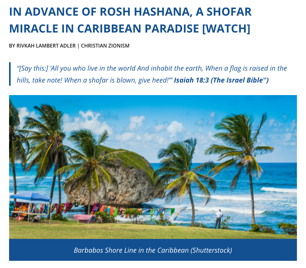 In Advance of Rosh Hashana, A Shofar Miracle In Caribbean Paradise [Watch] - Israel365 News | Latest News. Biblical Perspective.